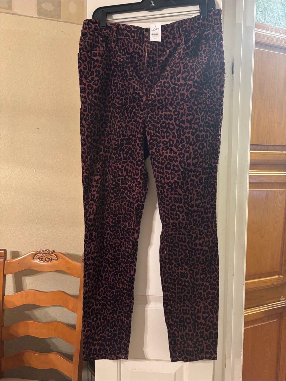 LOFT Brown and Black Leopard Print Straight Leg Pants